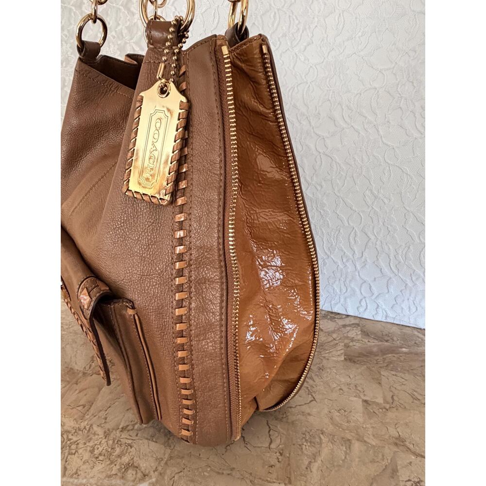 Rare luxury Coach Devin XL Brown Expandable Bag With Whipstitch Detail 15995 - Picture 8 of 16